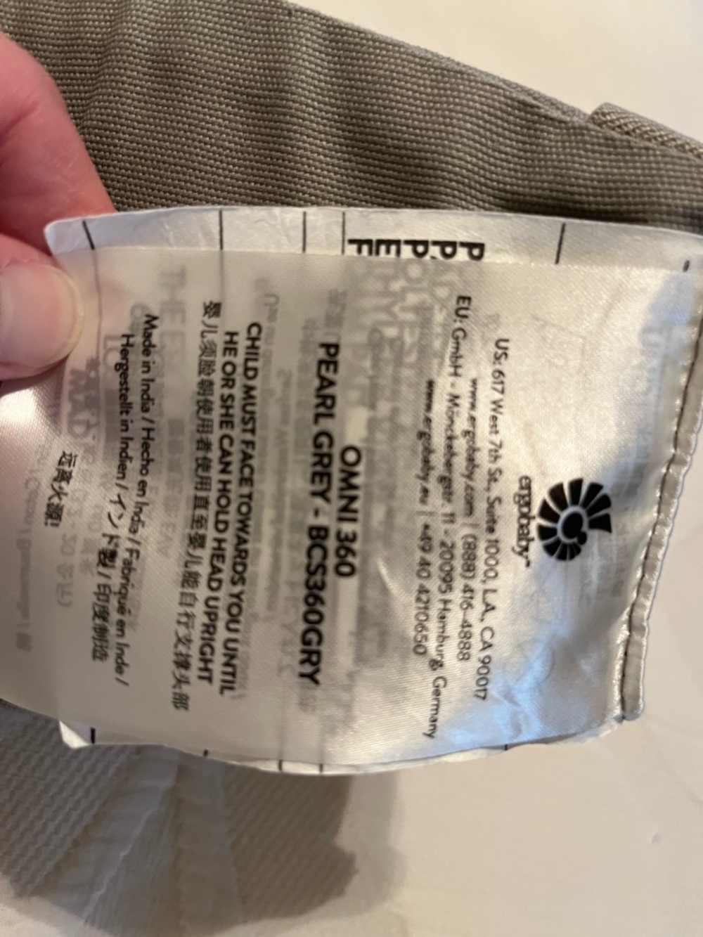 Ergo Omni 360 in Pearl Gray ErgoBaby Infant Toddler Carrier - Picture 8 of 8
